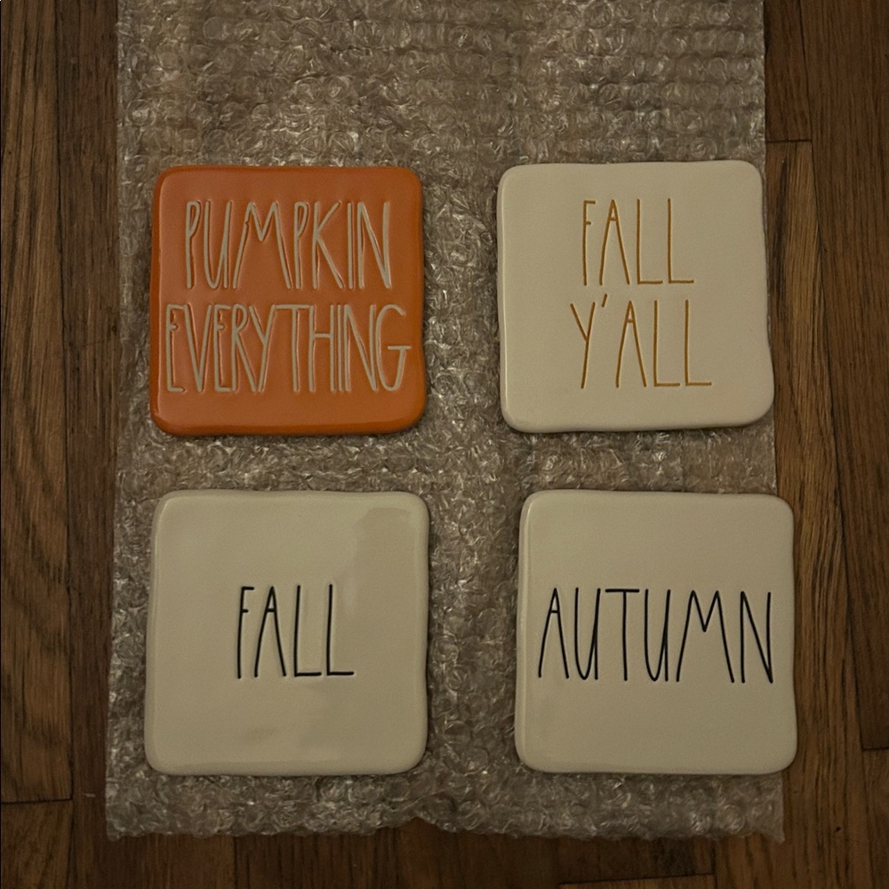 Rae Dunn Cork and White Coasters Set